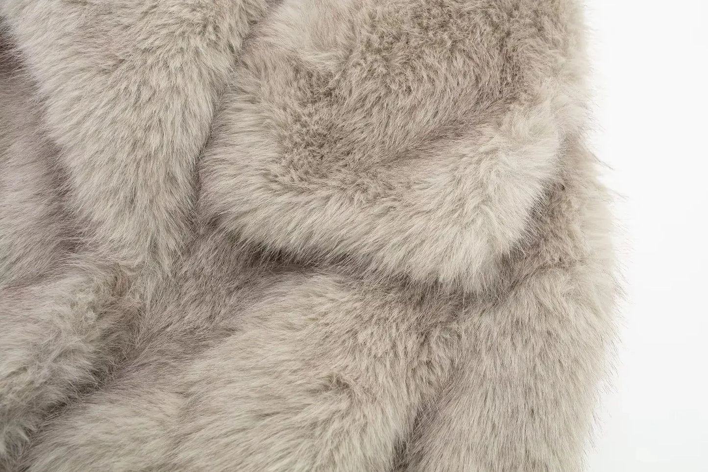 Women Fashion Cropped Faux Fur Jacket Coat Long Sleeve Front Snap-button Female Outerwear Chic Lapel Collar Thick Coat