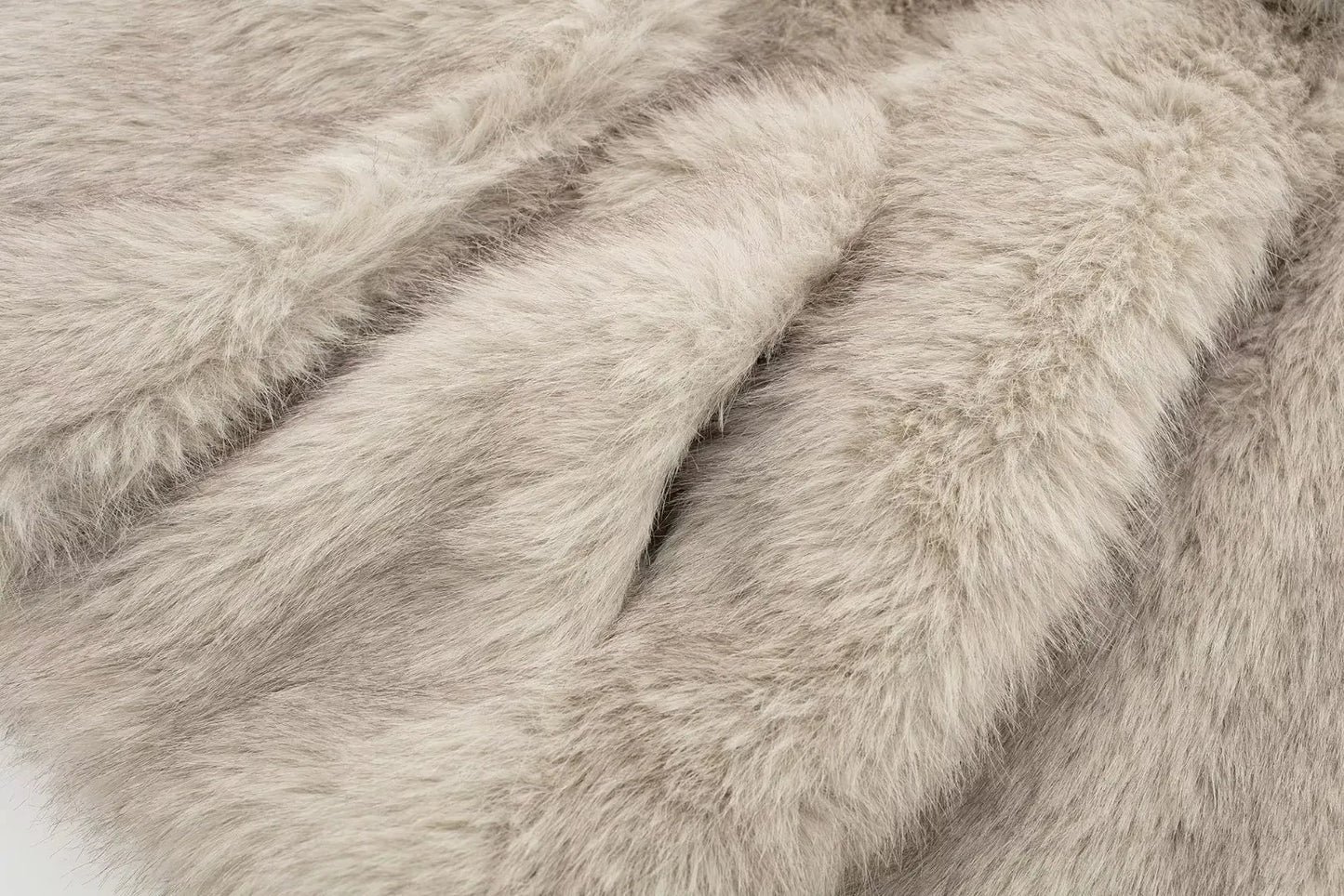 Women Fashion Cropped Faux Fur Jacket Coat Long Sleeve Front Snap-button Female Outerwear Chic Lapel Collar Thick Coat