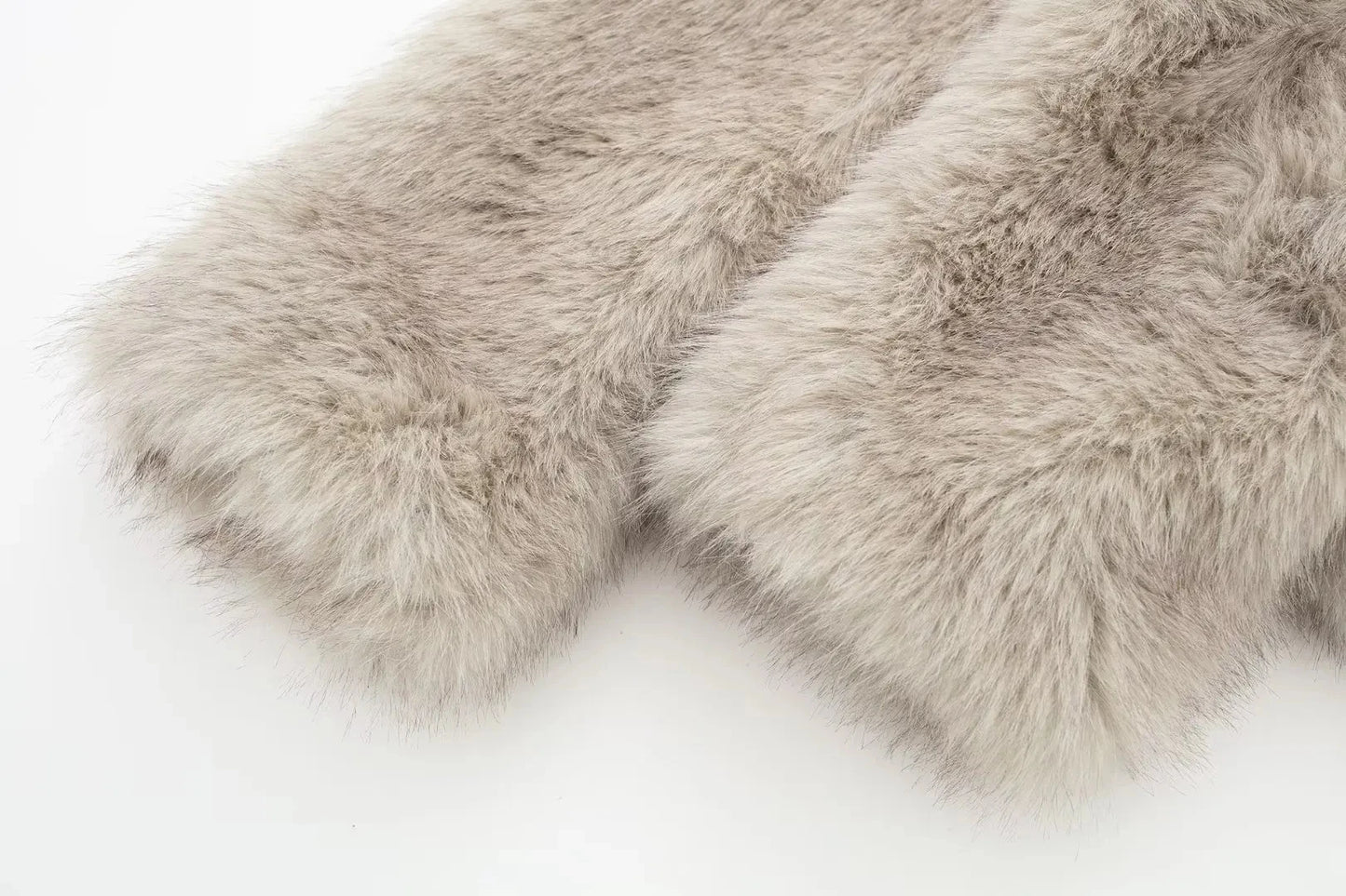 Women Fashion Cropped Faux Fur Jacket Coat Long Sleeve Front Snap-button Female Outerwear Chic Lapel Collar Thick Coat