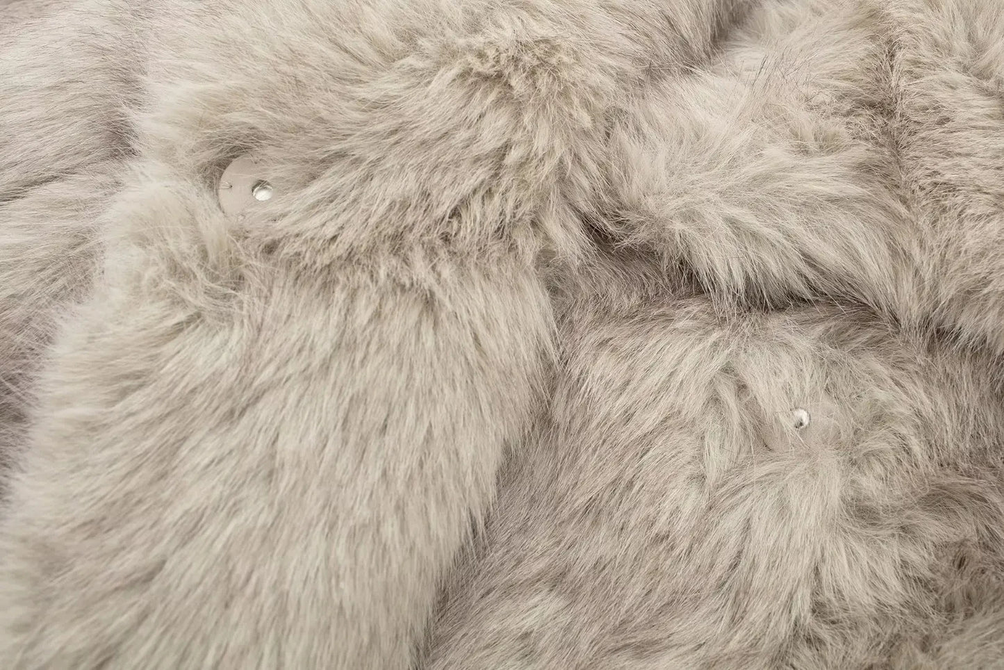 Women Fashion Cropped Faux Fur Jacket Coat Long Sleeve Front Snap-button Female Outerwear Chic Lapel Collar Thick Coat