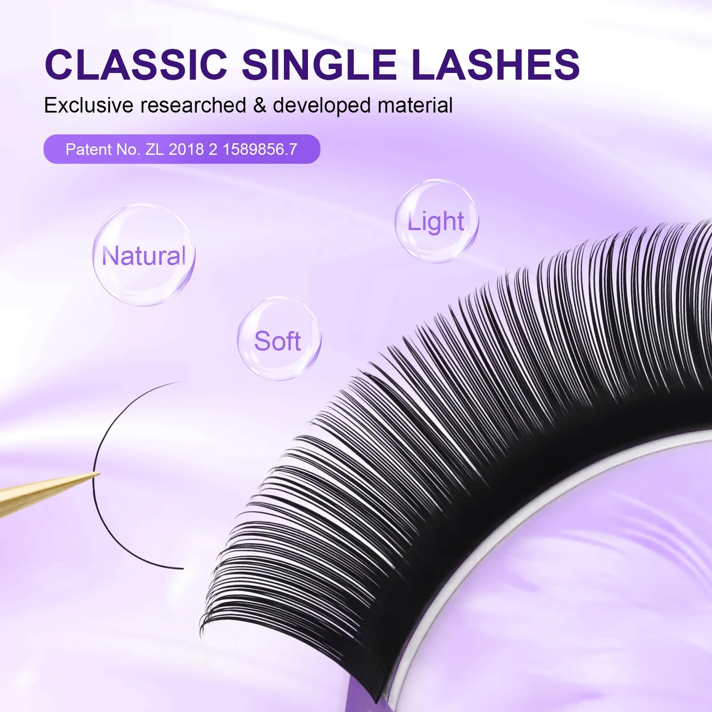 Individual Lashes Premium Classic Eyelash Extension Black Matte Natural Soft