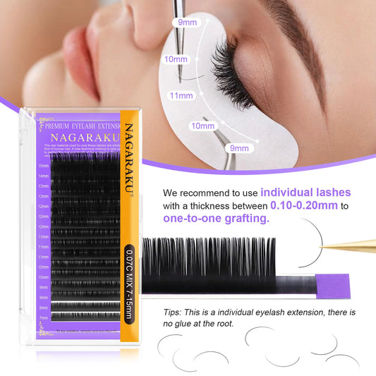 Individual Lashes Premium Classic Eyelash Extension Black Matte Natural Soft