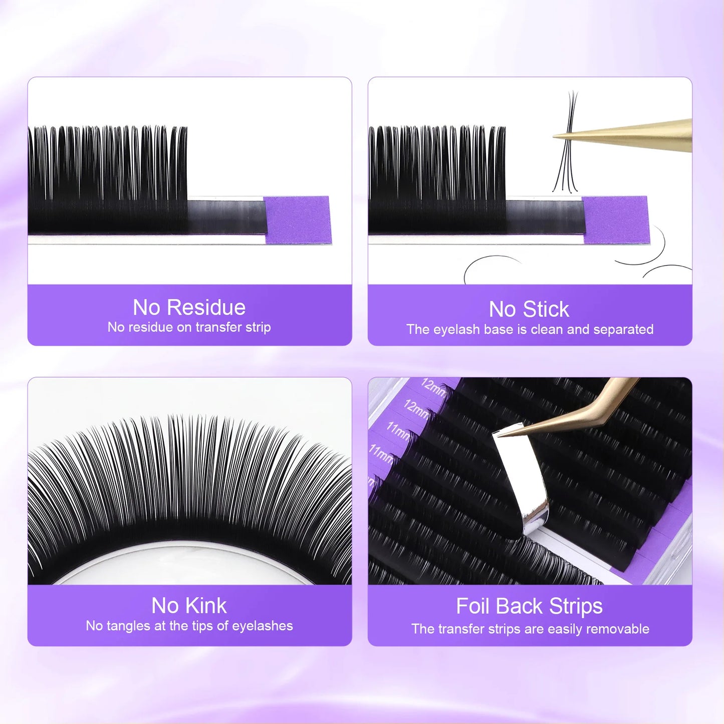 Individual Lashes Premium Classic Eyelash Extension Black Matte Natural Soft